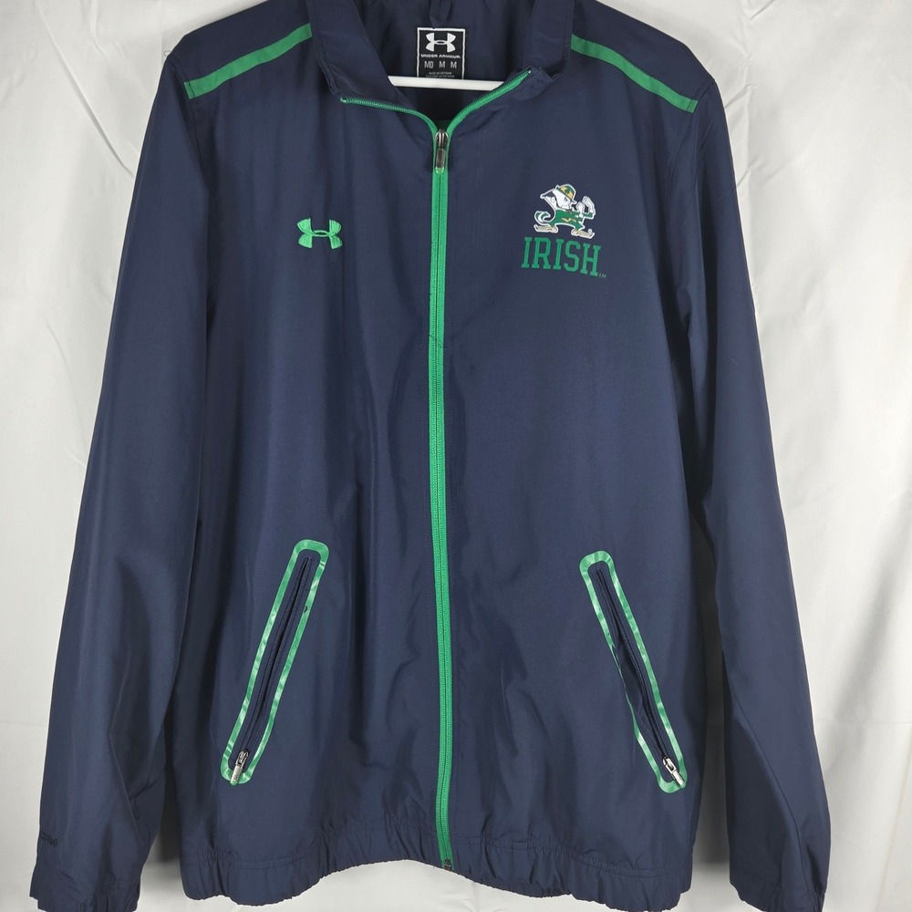 Under Armour Notre Dame Fighting Irish Windbreaker‎ Jacket Mens Medium Navy Blue